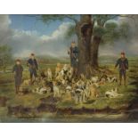 Early 20th Century/The Hawkstone Otter Hounds/oil over photographic base, 41cm x 52.