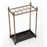 A Victorian brass framed stick stand of ten divisions, 43cm wide x 23.