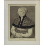 F Bartolozzi after Hans Holbein/Portrait of Holbein's Wife at Kensington Palace/engraving,