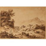 Attributed to George Morland/Wagon and Pack Mules/bears signature and date 1795/pen and ink sketch,