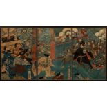 A collection of Japanese woodblock prints, mainly depicting Samurai,