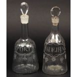 Two English decanters of mallet form, circa 1765,