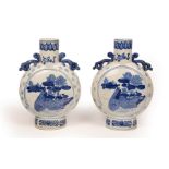 A pair of Chinese blue and white porcelain "Bao yue ping" vases,