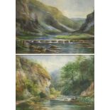 John Thorley (1859-1933)/River Landscapes/a pair/signed and dated 1906/watercolour, 25.