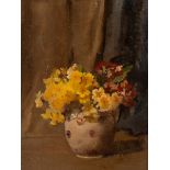 Alice Mary Burton (1893-1968)/Still life with Vase of Primulas/oil on canvas, 40cm x 29.