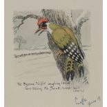 'Snaffles' Charles Johnson Payne (1884-1967)/The Blessed Yaffle, Christmas Card/hand coloured print,