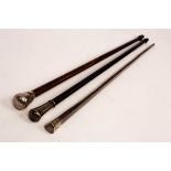 An ebonised walking stick with German 925 silver knop, 88cm long,