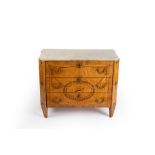 A Swedish inlaid satinwood commode with a painted top,