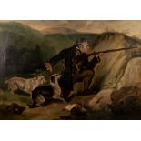 After Sir Edwin Landseer/Sportsman and Dogs/in a highland landscape/oil on canvas,