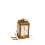 A gilt brass cased carriage clock with repeat mechanism and alarm,