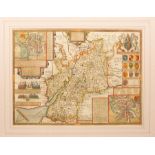 John Speed/Gloucestershire/hand coloured engraved map with text on reverse,