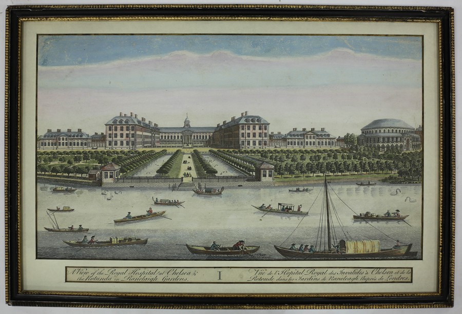 After Jacobus Collins/Half Birds-eye View of the Royal Hospital of Greenwich/sold by Henry Overton, - Image 6 of 6