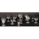 Twelve Victorian wine glasses to include rummers,