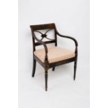 A Regency ebonised open armchair CONDITION REPORT: Height to top of arms - 67.