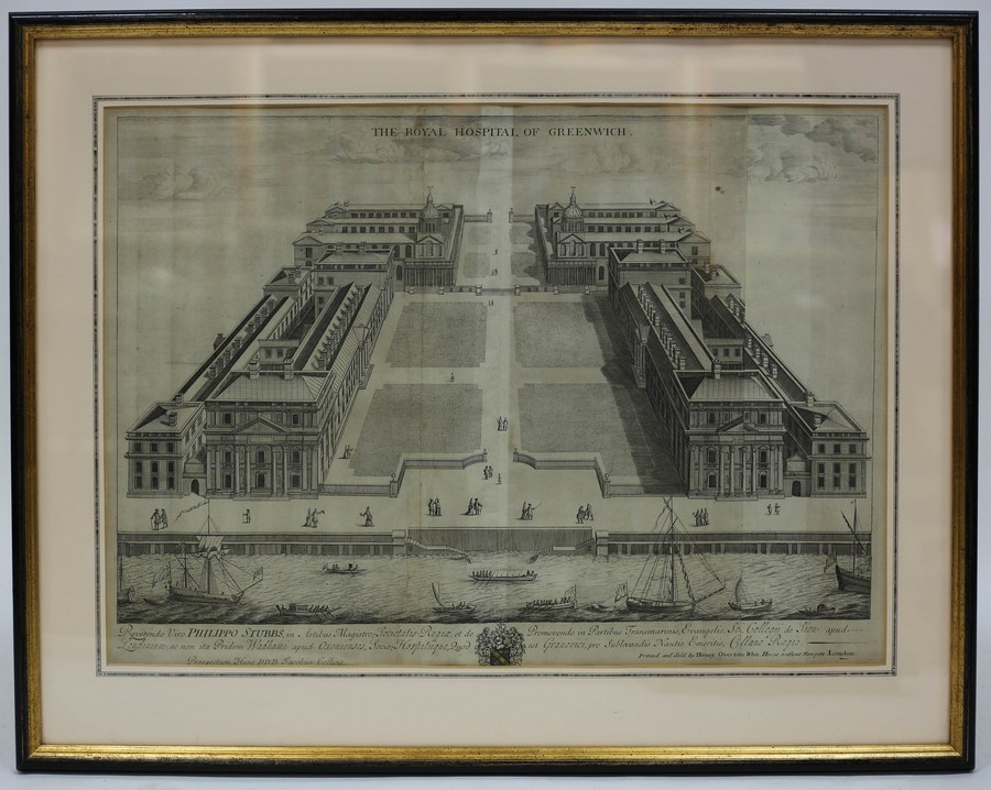 After Jacobus Collins/Half Birds-eye View of the Royal Hospital of Greenwich/sold by Henry Overton, - Image 5 of 6