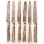 A set of six George III silver handled knives, Moses Brent, London 1802,