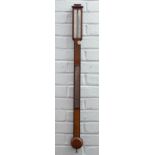 A Georgian style mahogany stick barometer, 20th Century,