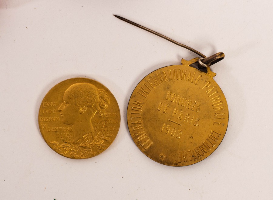 A gold Jubilee medallion, 1837-1897 in original box and a gilt metal medal, - Image 2 of 2