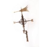 A four point wrought iron weather vane and the arrow point for the same,