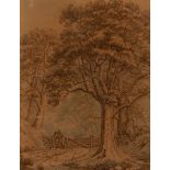 Attributed to Thomas Sunderland (1744-1823)/Figures By a Gate/in a wooded landscape with a country