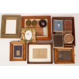 Sundry picture and photograph frames including silver and bird's eye maple examples