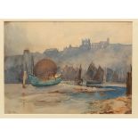 Mary Richardson/Whitby Harbour with Fishing Boats/signed/two watercolours, 24cm x 33.5cm and 33.