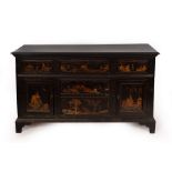 A 19th Century dresser base with chinoiserie lacquered decoration,