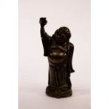 A Japanese brass lamp base modelled as Putai, his arm raised,