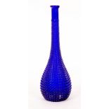 An Empoli vintage glass Genie bottle in cobalt blue with hobnail decoration,