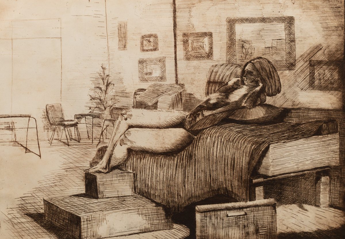 Roger Fry (1866-1934)/Reclining Female Figure/numbered 4/5/etching, 41cm x 58. - Image 2 of 9