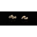 David Yurman, two pairs of silver and 14k yellow gold earrings, signed,