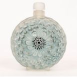 Lalique, a clear and frosted glass scent bottle and stopper, Dahlia pattern,