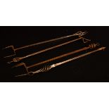 Four Arts & Crafts wrought iron fire irons,