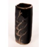 David Leach (1911-2005), a stoneware vase in tenmoku glaze with wax resist iron swirl decoration,