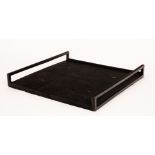 R&Y Augousti, a black simulated shagreen square tray, labelled R Augousti, Philippines,