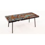 A coffee table with mosaic top, 85cm x 36.