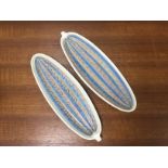 Poole Pottery, a pair of freeform cucumber dishes, TNB pattern, 32cm long,