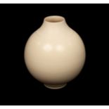 Anna Silverton (Contemporary), a circular porcelain vase, cream glaze, incised mark, 13.