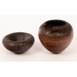 Mike Scott (Chai), a small wooden bowl of natural form, signed to base, and another by Ian Harris,