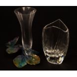 Daum, a crystal and pate-de-verre Papillon solifleur vase, incised mark to base,