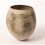 Betty Blandino (1927-2011), an oval stoneware vessel with textured matte glazes, impressed mark, 19.