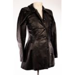 Emporio Armani, a longline black leather jacket,