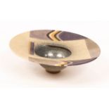 Jon Middlemiss (born 1949), a deep dish with wide rim decorated in purple and ecru glazes,