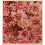 Loes Agoust/Drowning in Apricot Roses/signed with initials, titled/oil on board,