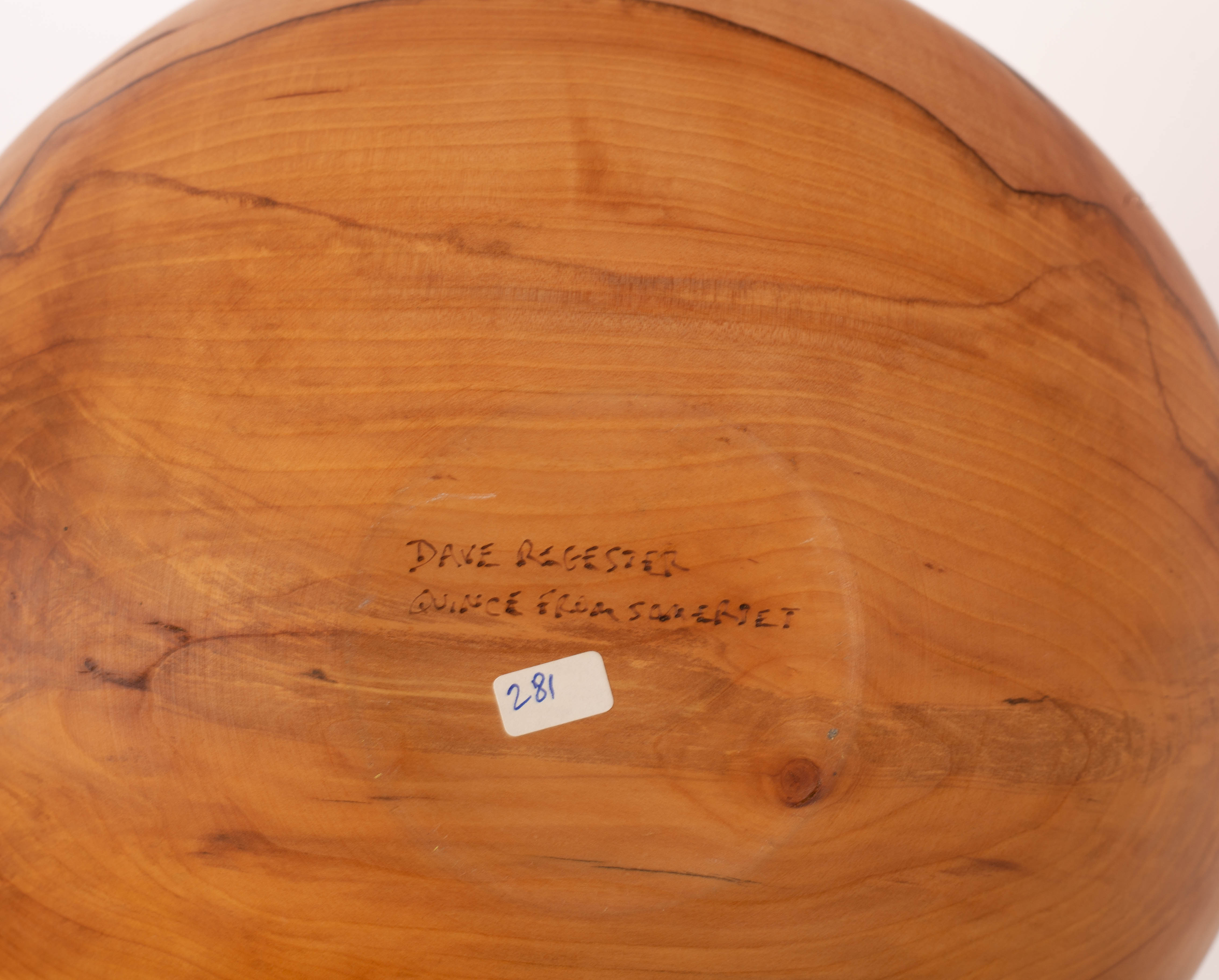 Dave Regester, a turned quince wood bowl with natural form edge, - Image 3 of 4