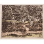 Leslie Duxbury (1921-2001)/Barnes Common/signed, inscribed title and A/P/coloured etching,