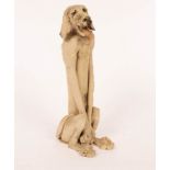 Melanie Adkins, Large Dog Sitting, handcrafted earthstone clay, oxide stained and glazed,