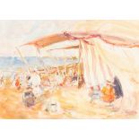 Attributed to David Lloyd Smith (born 1944)/Edwardian Beach Scene with Figures/watercolour, 26.