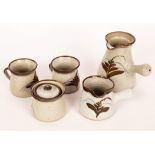 Lowerdown Pottery, a Foxglove pattern coffee set, comprising coffee pot, milk jug,