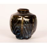 Margaret Frith, an octagonal vase, feathered glazes in blue and brown,